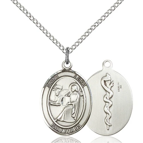 Sterling Silver St. Luke the Apostle / Doctor Pendant w/ Chain