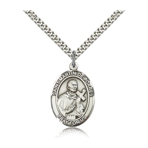 Sterling Silver St. Martin de Porres Pendant w/ chain