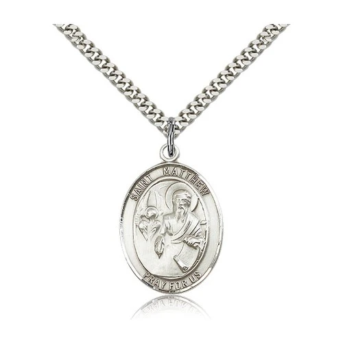 Sterling Silver St. Matthew the Apostle Pendant w/ chain
