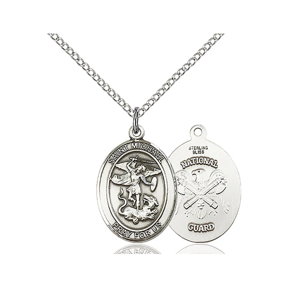 Sterling Silver St. Michael Oval Military Branch Necklaces - 18" - Image 11