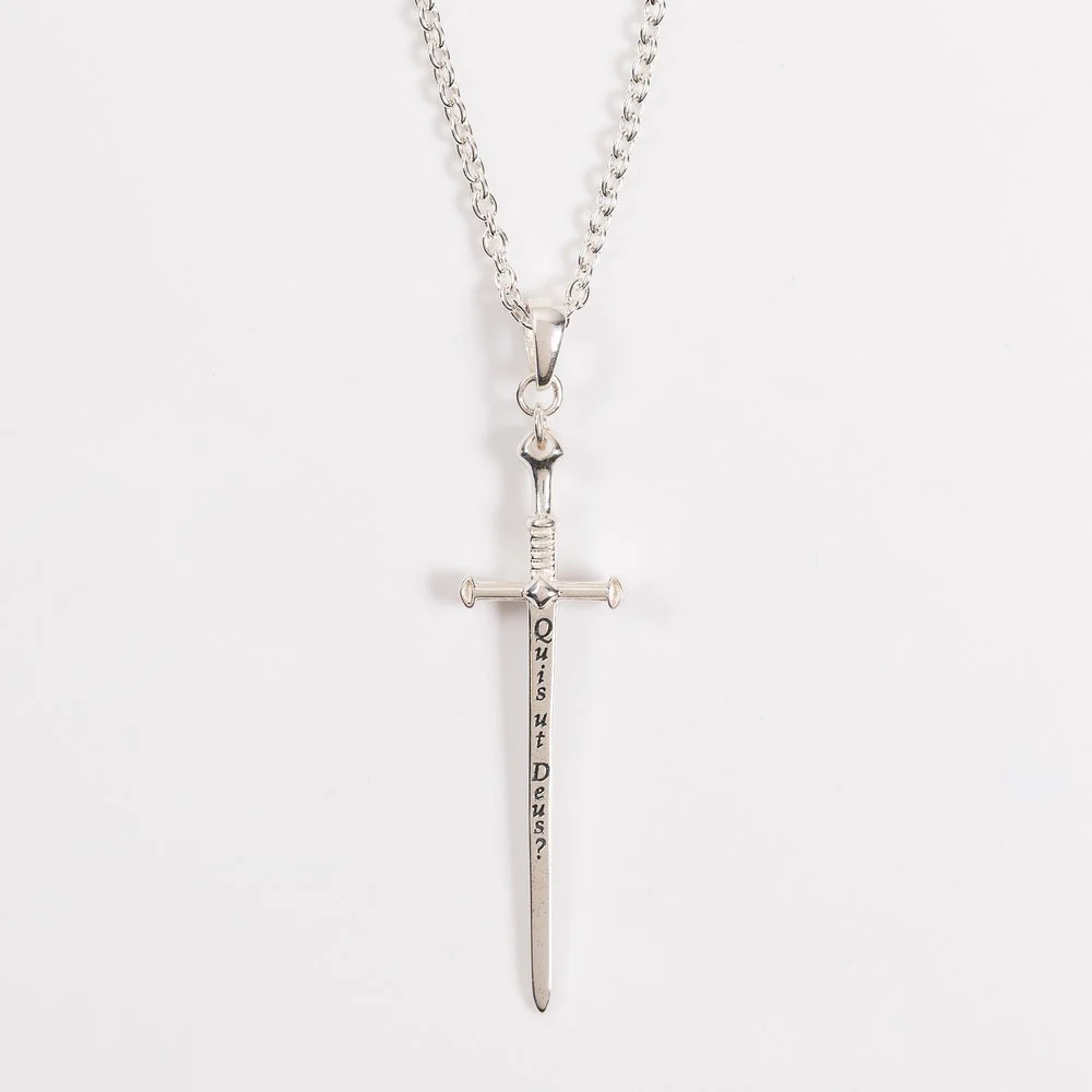 Sterling Silver St. Michael Quis ut Deus Sword Necklace