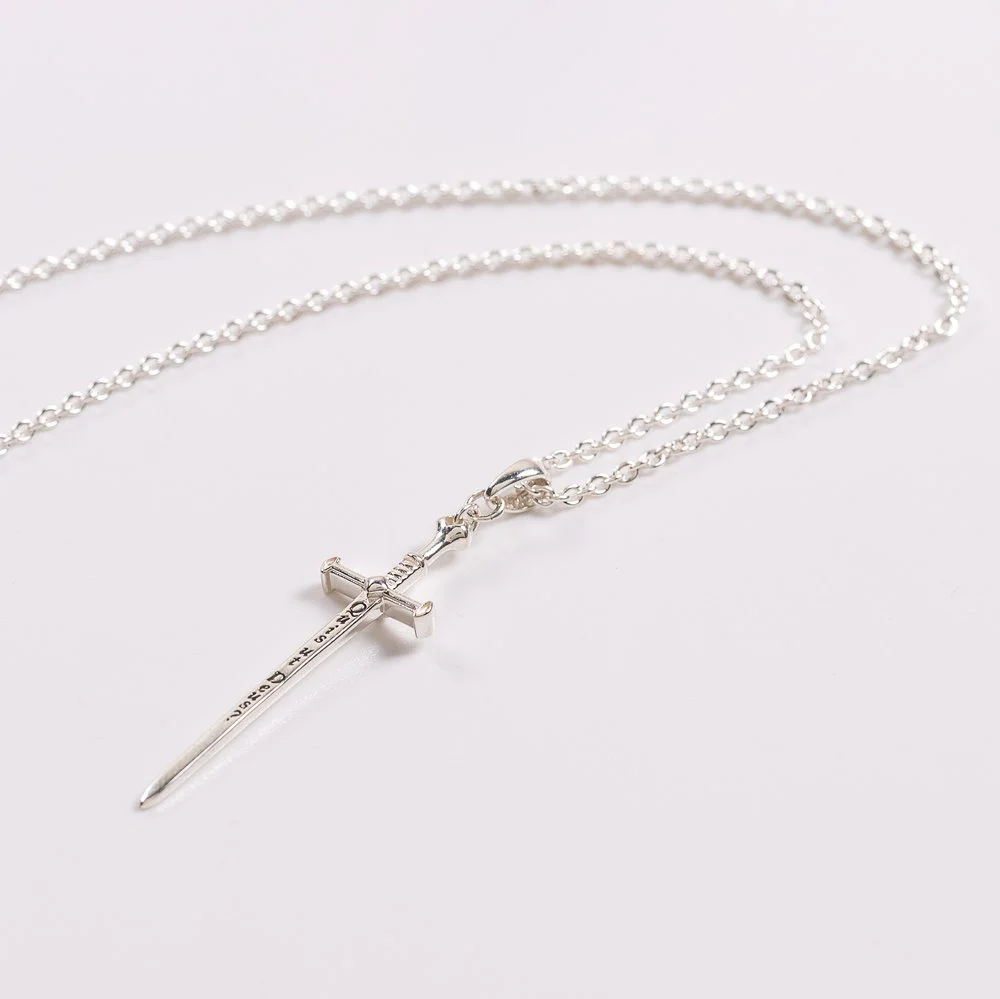 Sterling Silver St. Michael Quis ut Deus Sword Necklace - Image 2
