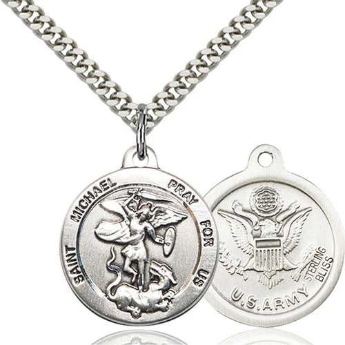 Sterling Silver St. Michael the Archangel Pendant / Army - 2508980