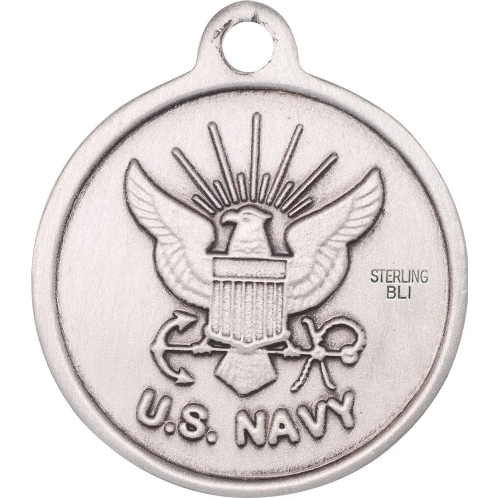 Sterling Silver St. Michael the Archangel Pendant / Navy - 2509032 - Image 2