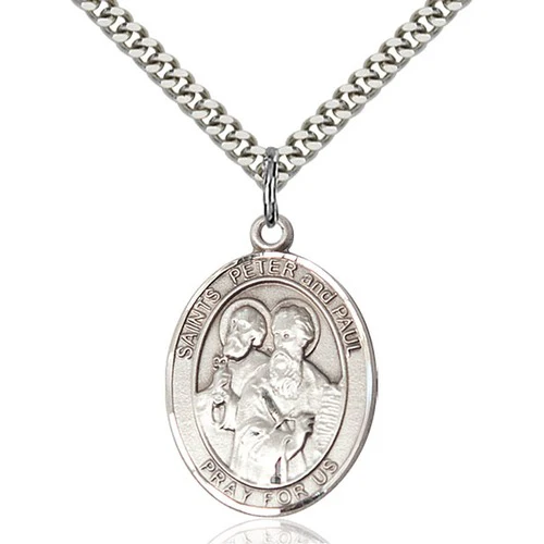 Sterling Silver St. Peter / St. Paul Pendant 1 X 3/4"