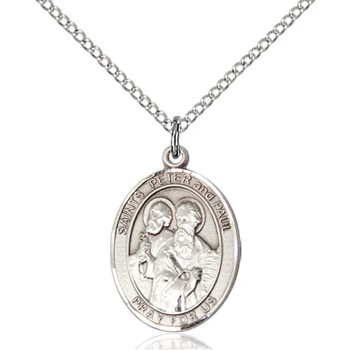 Sterling Silver St. Peter / St. Paul Pendant 3/4 X 1/2"