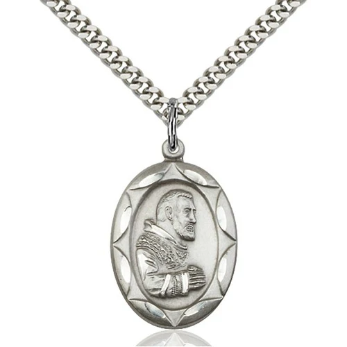 Sterling Silver St. Pio of Pietrelcina Pendant
