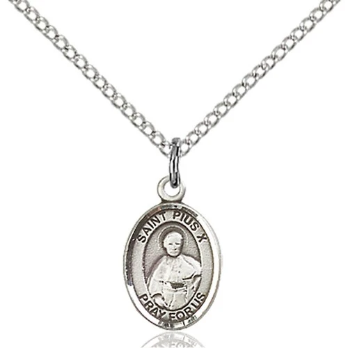 Sterling Silver St. Pius X Petite Pendant