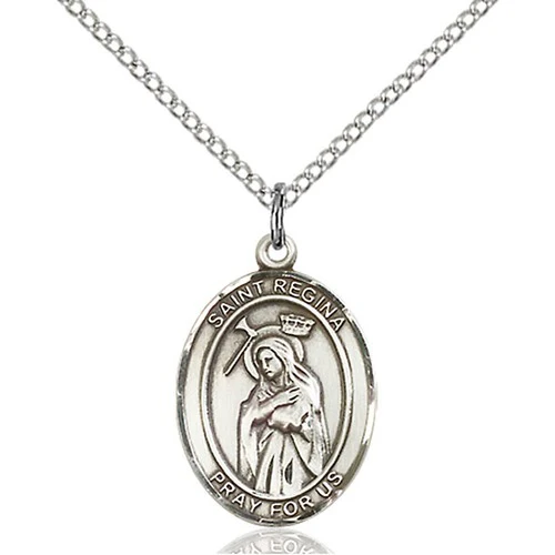 Sterling Silver St. Regina Pendant w/ Chain