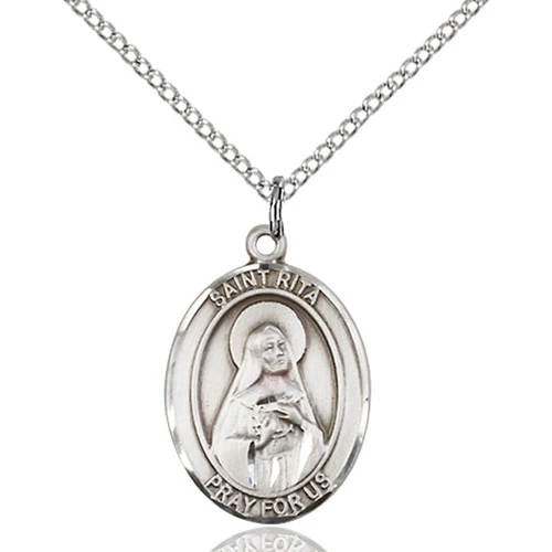 Sterling Silver St. Rita of Cascia / Baseball Pendant