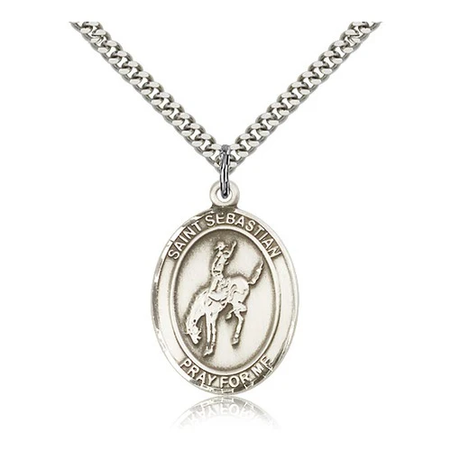 Sterling Silver St. Sebastian Medal w/Chain - Rodeo