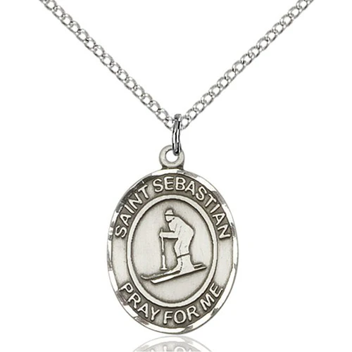 Sterling Silver St. Sebastian/Skiing Pendant