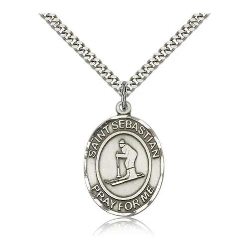 Sterling Silver St. Sebastian/Skiing Pendant w/ chain