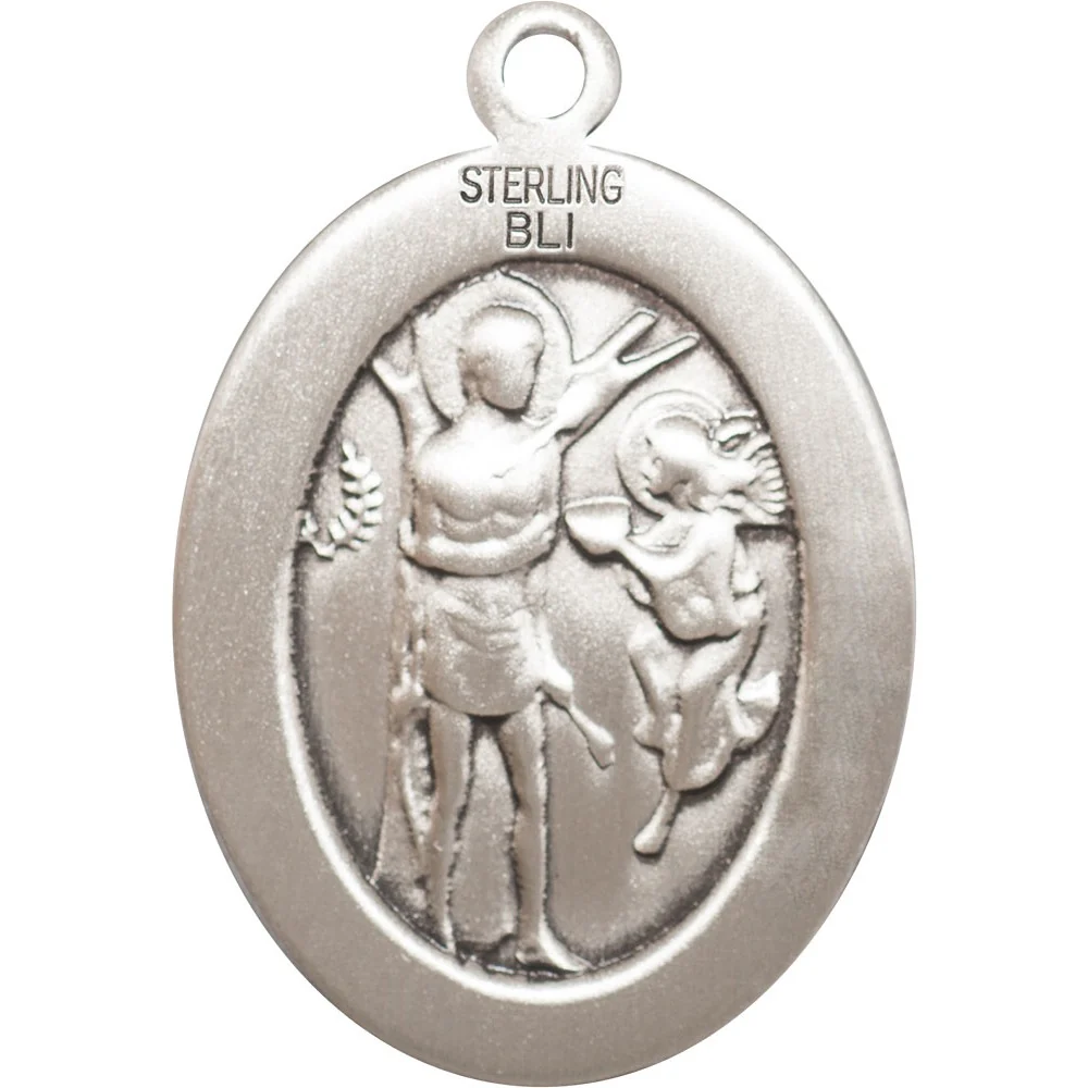 Sterling Silver St. Sebastian Wrestling Pendant w/ chain - Image 2