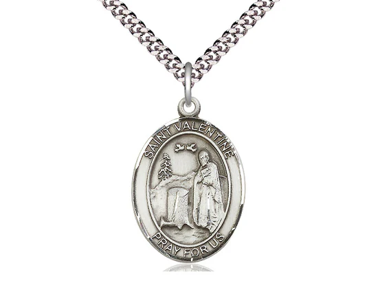 Sterling Silver St. Valentine of Rome Pendant w/ 24 inch chain - Image 2