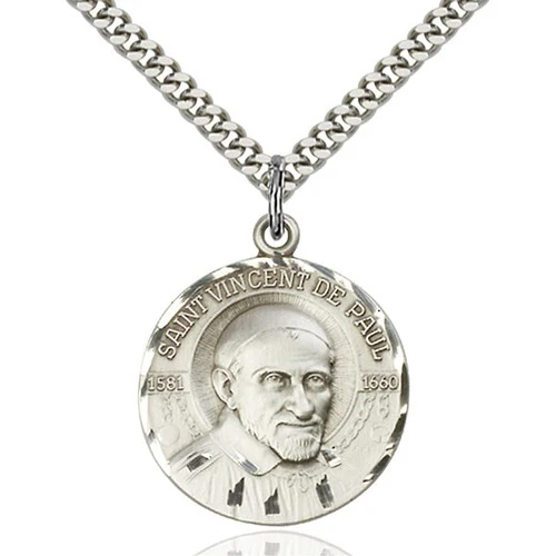 Sterling Silver St. Vincent De Paul Pendant