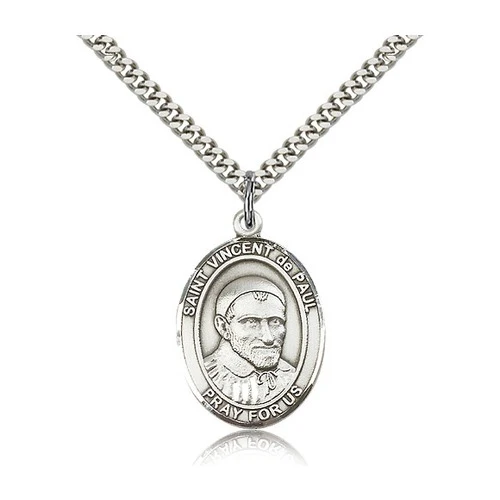 Sterling Silver St. Vincent de Paul Pendant w/ chain