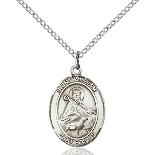 Sterling Silver St. William of Rochester Pendant w/ Chain