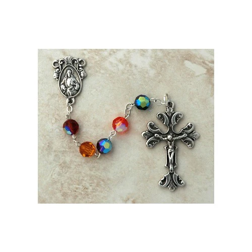 Sterling Silver Swarovski Crystal Jewel-Tone Rosary - Image 2