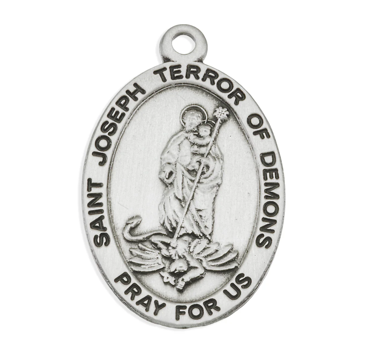 Sterling St. Joseph Terror of Demons Medal Necklace - 18" - Image 2