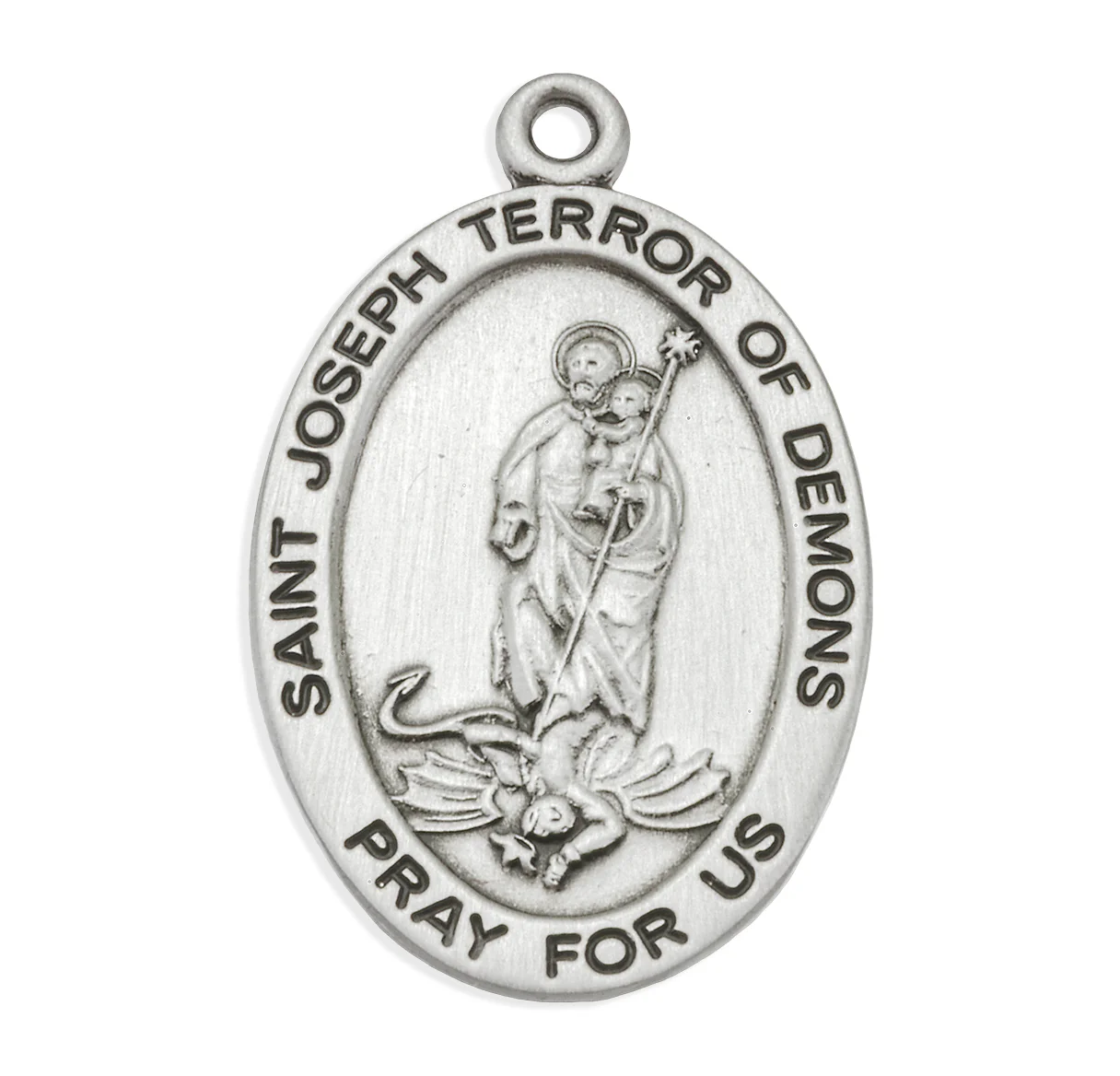 Sterling St. Joseph Terror of Demons Medal Necklace - 24" - Image 2