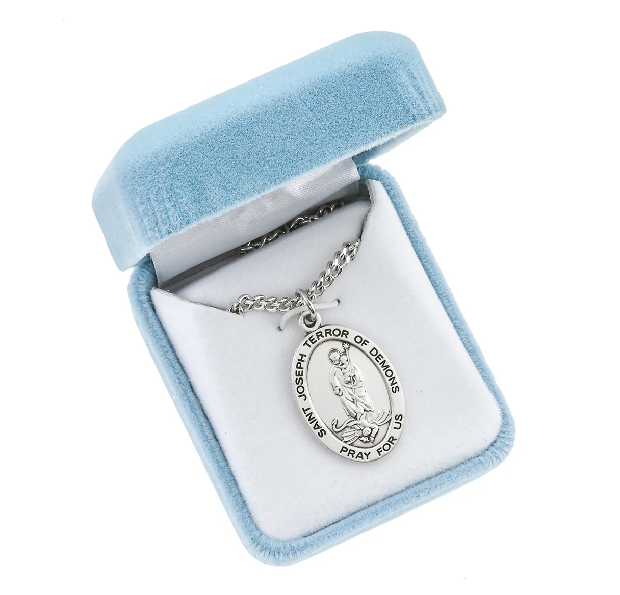 Sterling St. Joseph Terror of Demons Medal Necklace - 24" - Image 3
