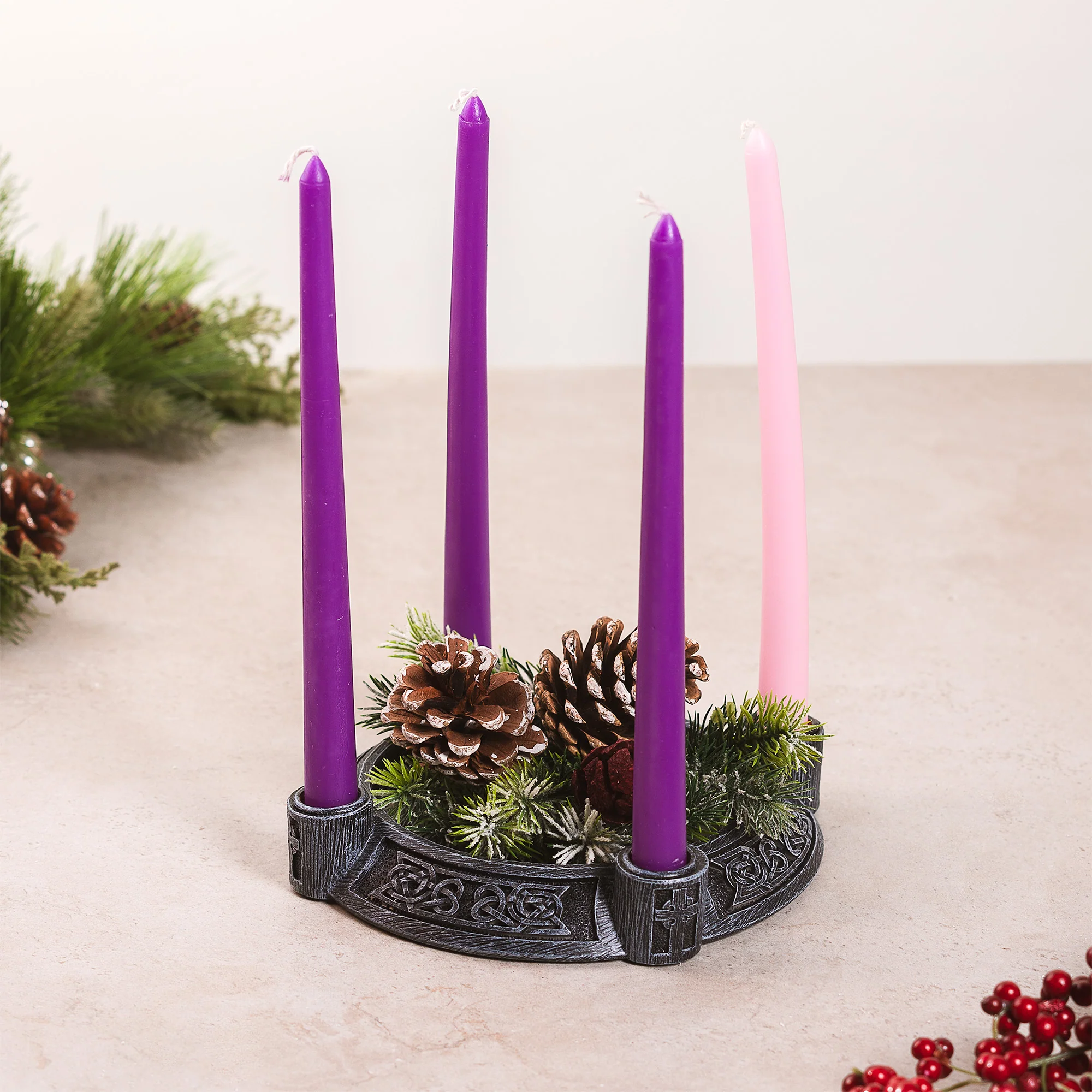 Stone Gray Celtic Advent Wreath - Image 2