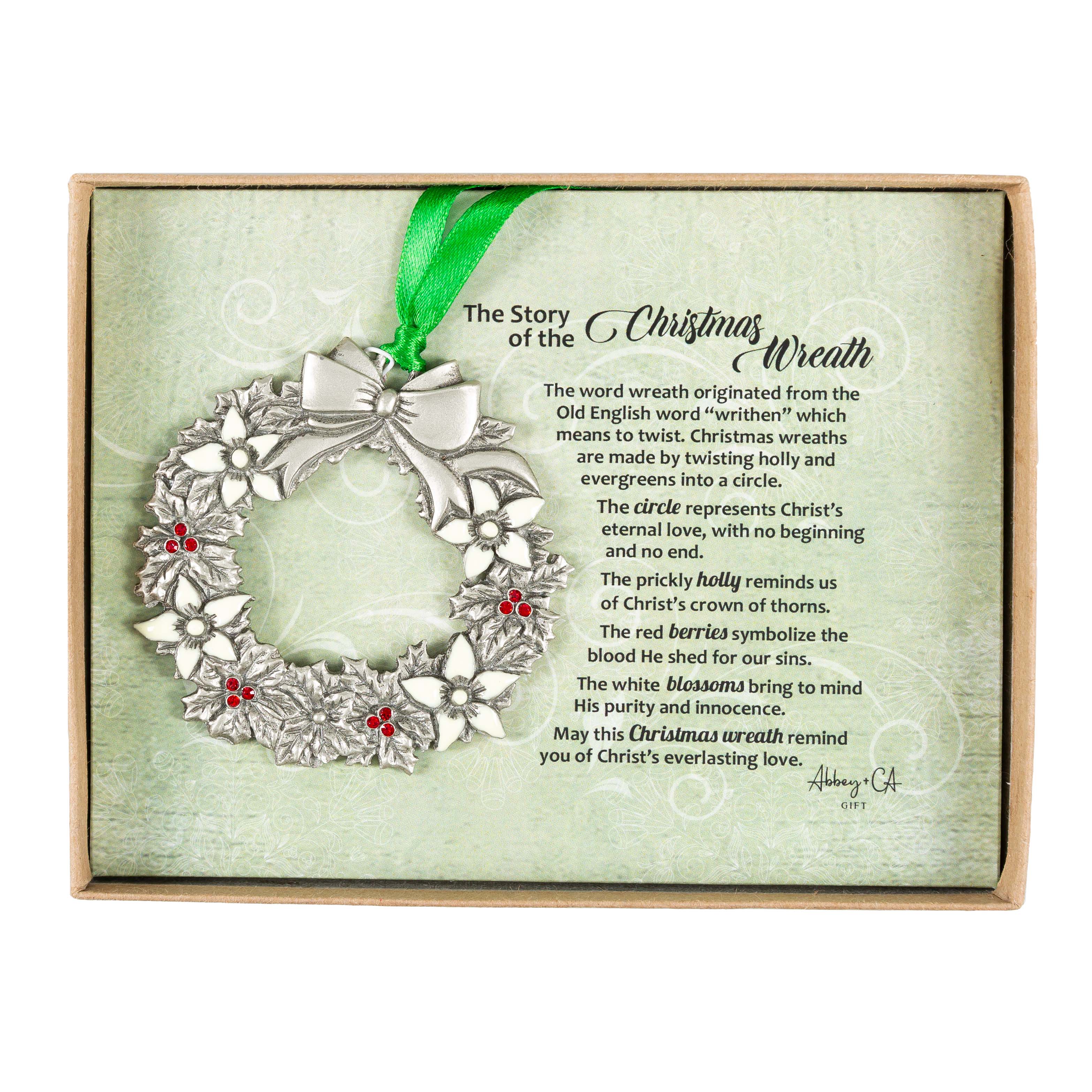 Story of the Christmas Wreath Pewter Ornament