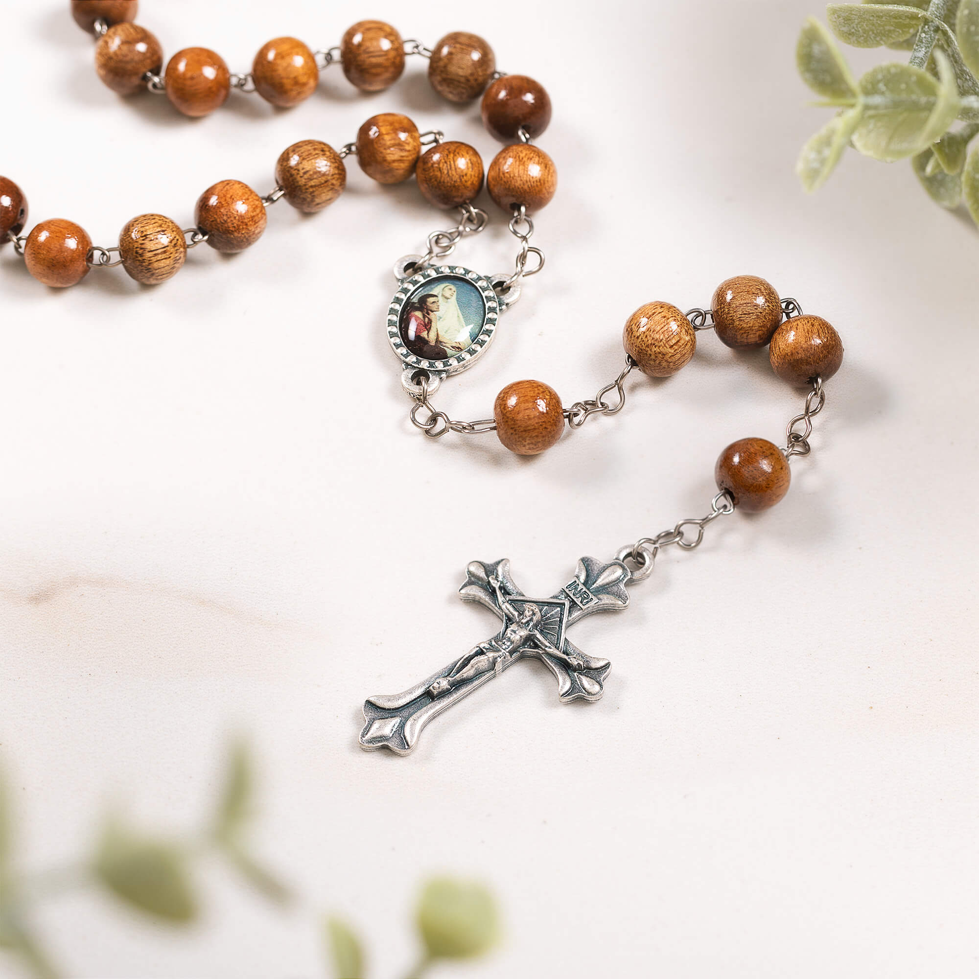 Sts. Augustine & Monica Wooden Rosary - Image 2