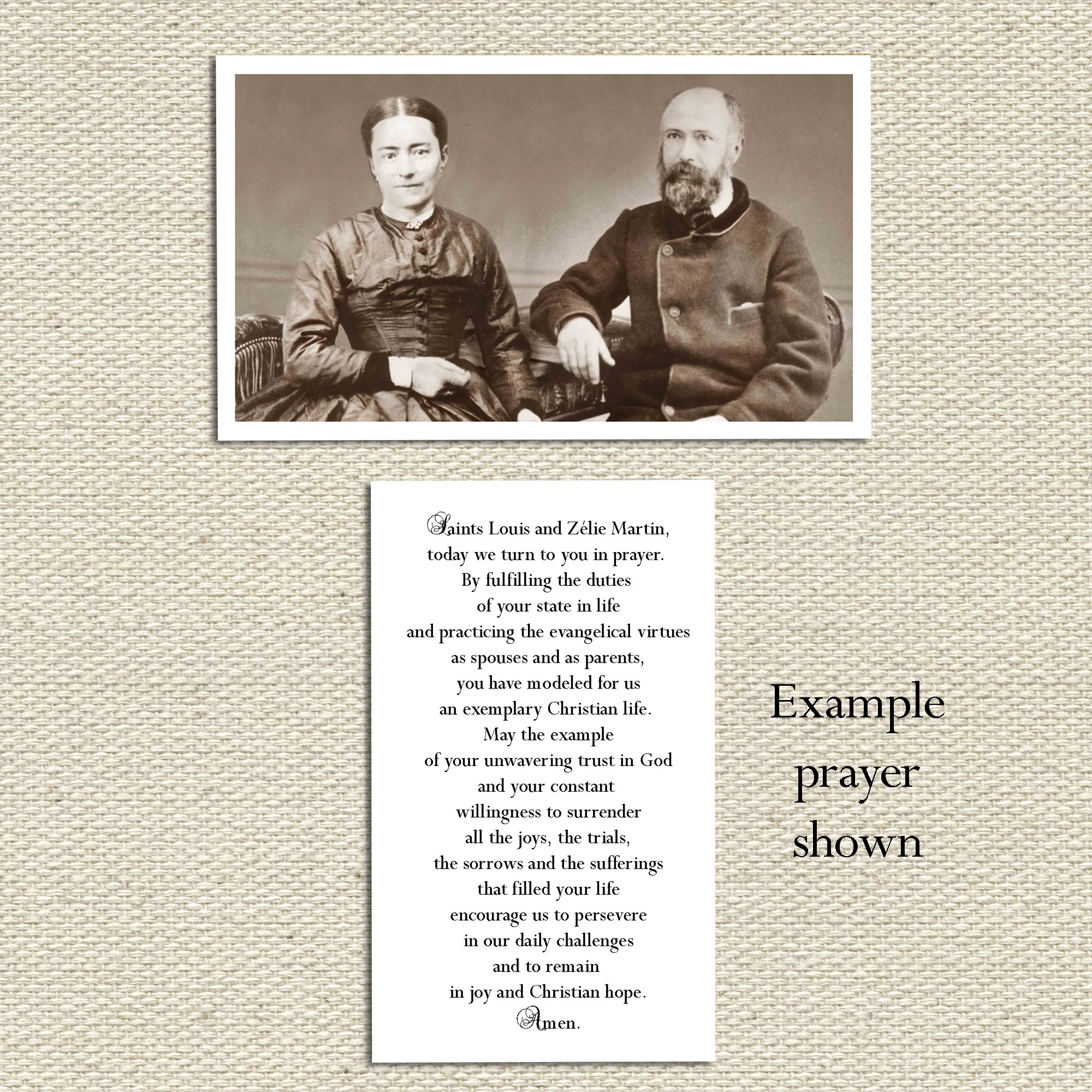 Laminated Sts. Louis and Zelie Martin Personalized Prayer Card