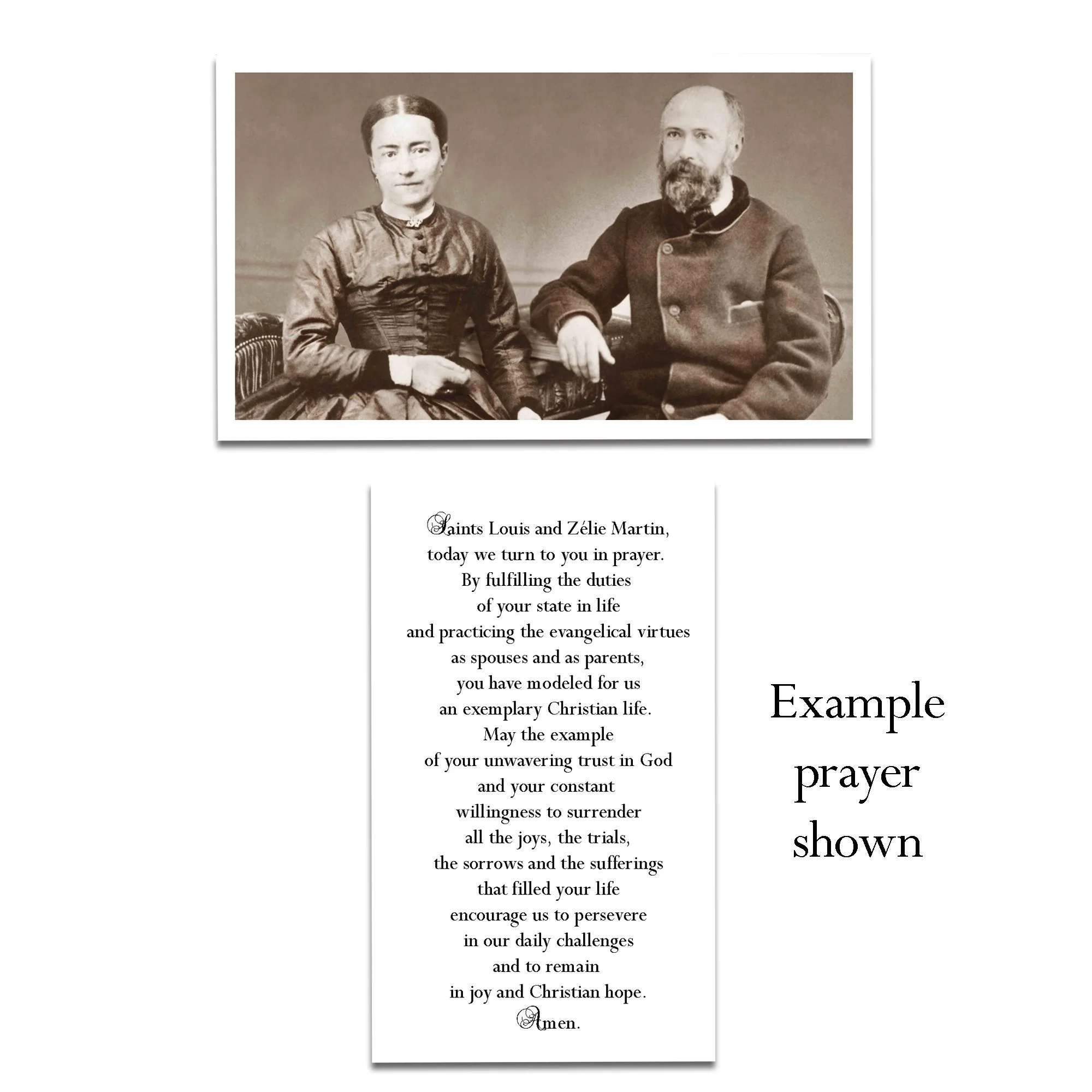 Laminated Sts. Louis and Zelie Martin Personalized Prayer Card - Image 2