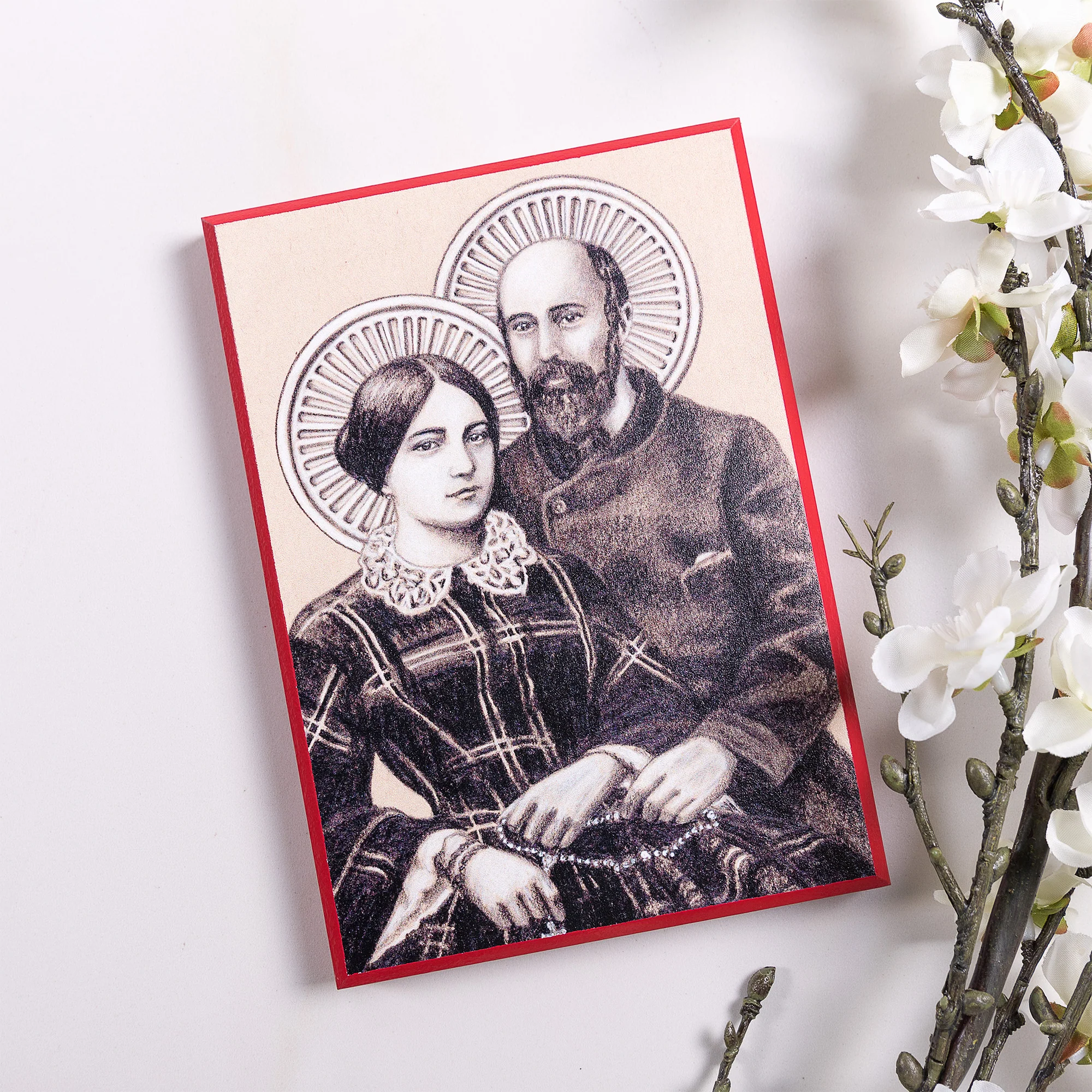 Sts. Louis & Zelie Martin Sepia Tone Wall Plaque - Image 2
