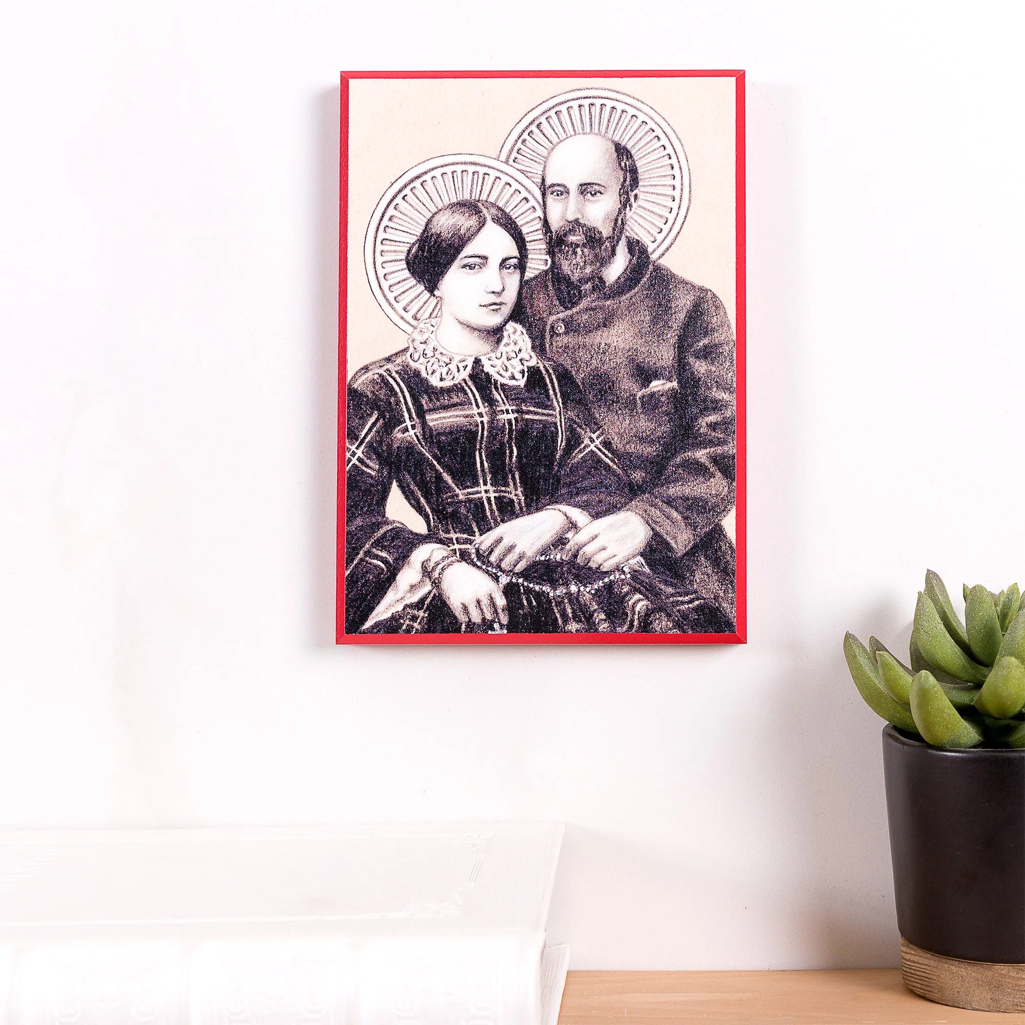 Sts. Louis & Zelie Martin Sepia Tone Wall Plaque - Image 3