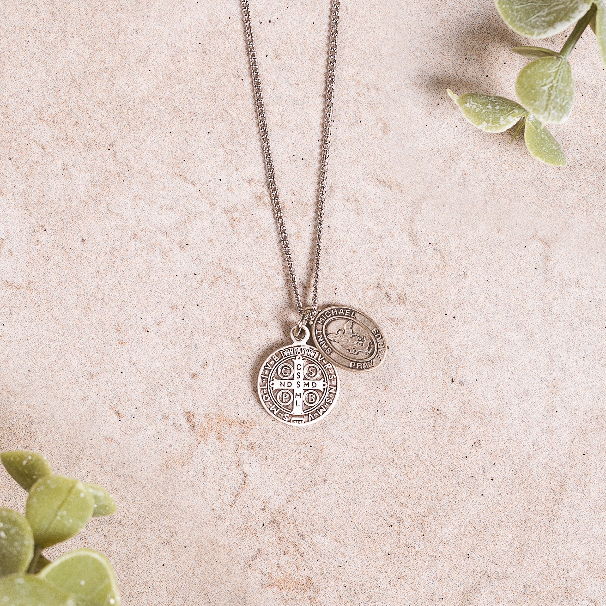 Sts. Michael & Benedict Spiritual Protection Necklace - Image 2