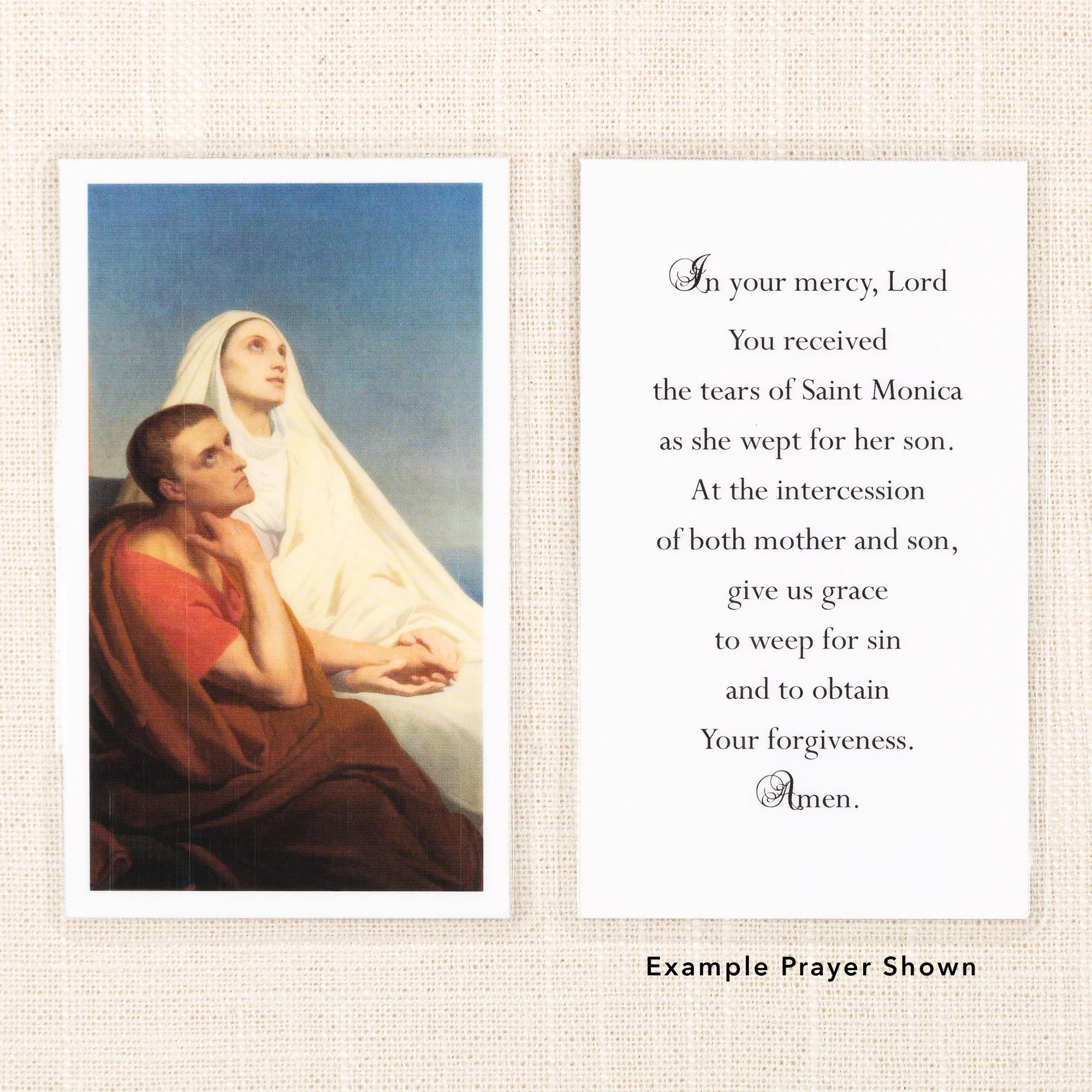 Laminated Sts. Monica & Augustine Personalized Prayer Card
