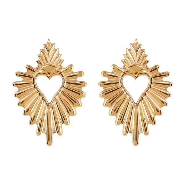 Sunburst Sacred Heart Earrings - Image 3