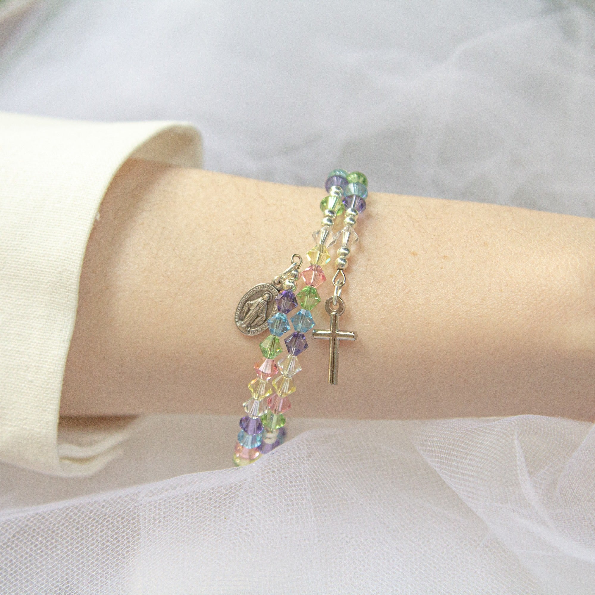 Swarovksi Muliticolored Rosary Wrap Bracelet