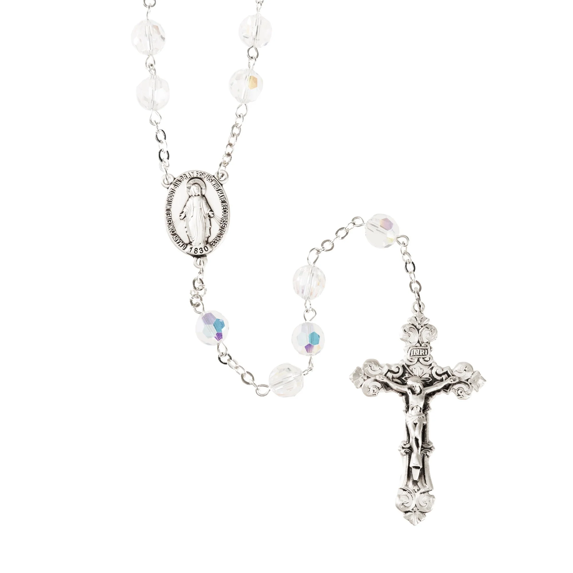 Swarovski Aurora Borealis Clear Sterling Rosary - Image 2