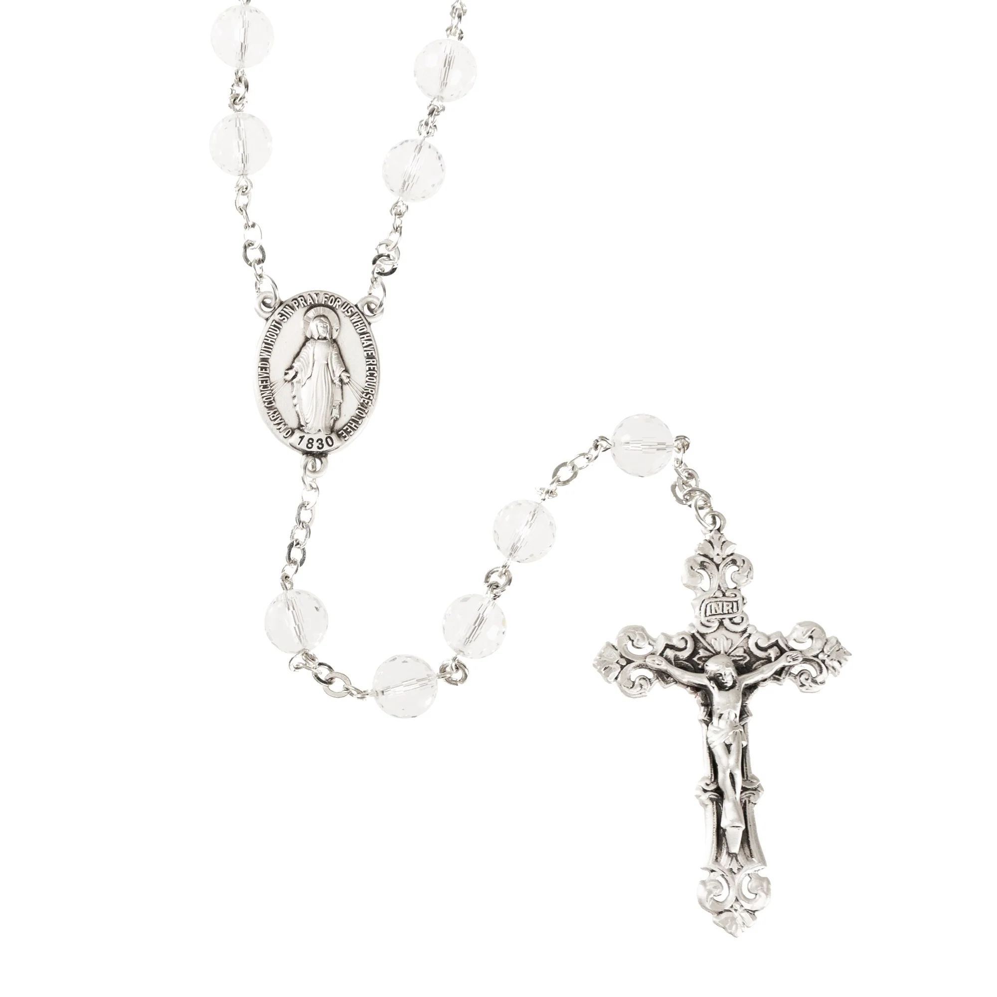 Swarovski Clear Round Crystal and Sterling Silver Rosary - Image 2