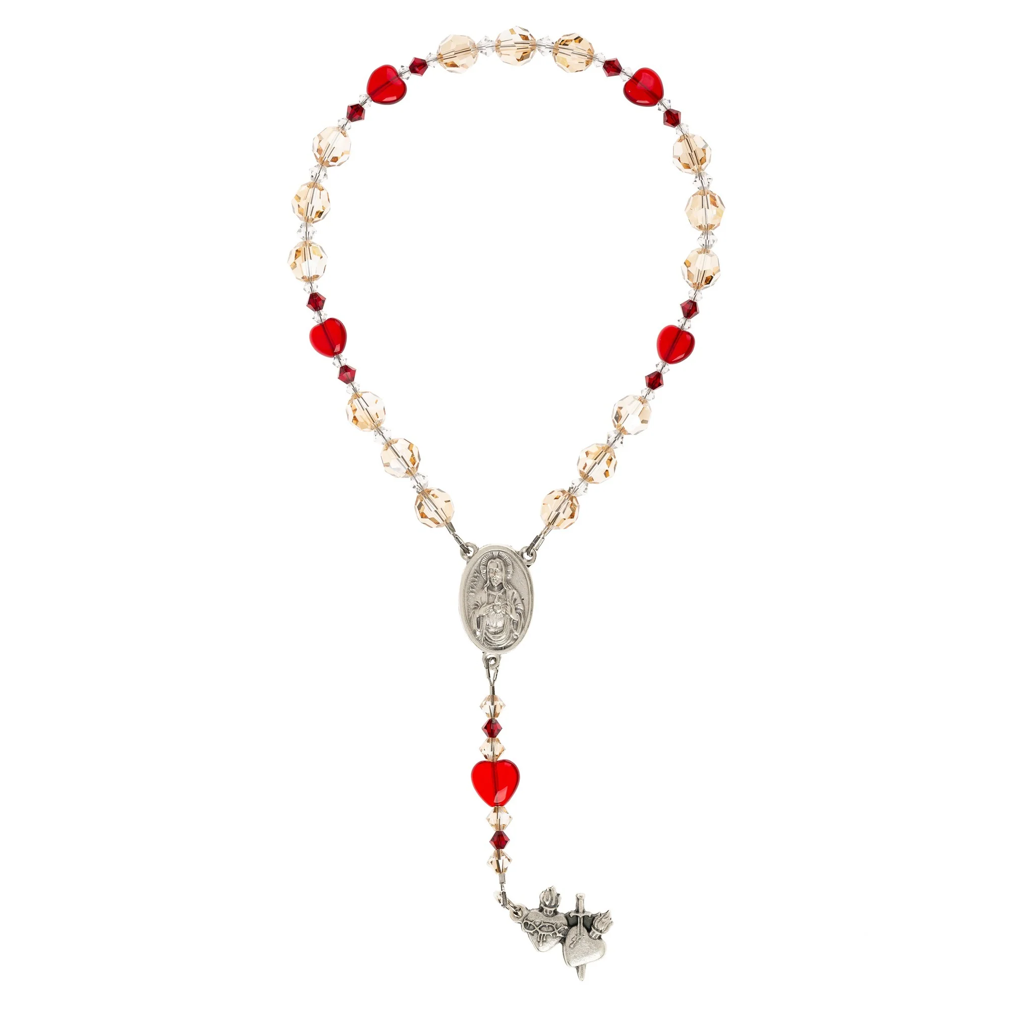 Swarovski Crystal Sacred & Immaculate Heart Chaplet - Image 2