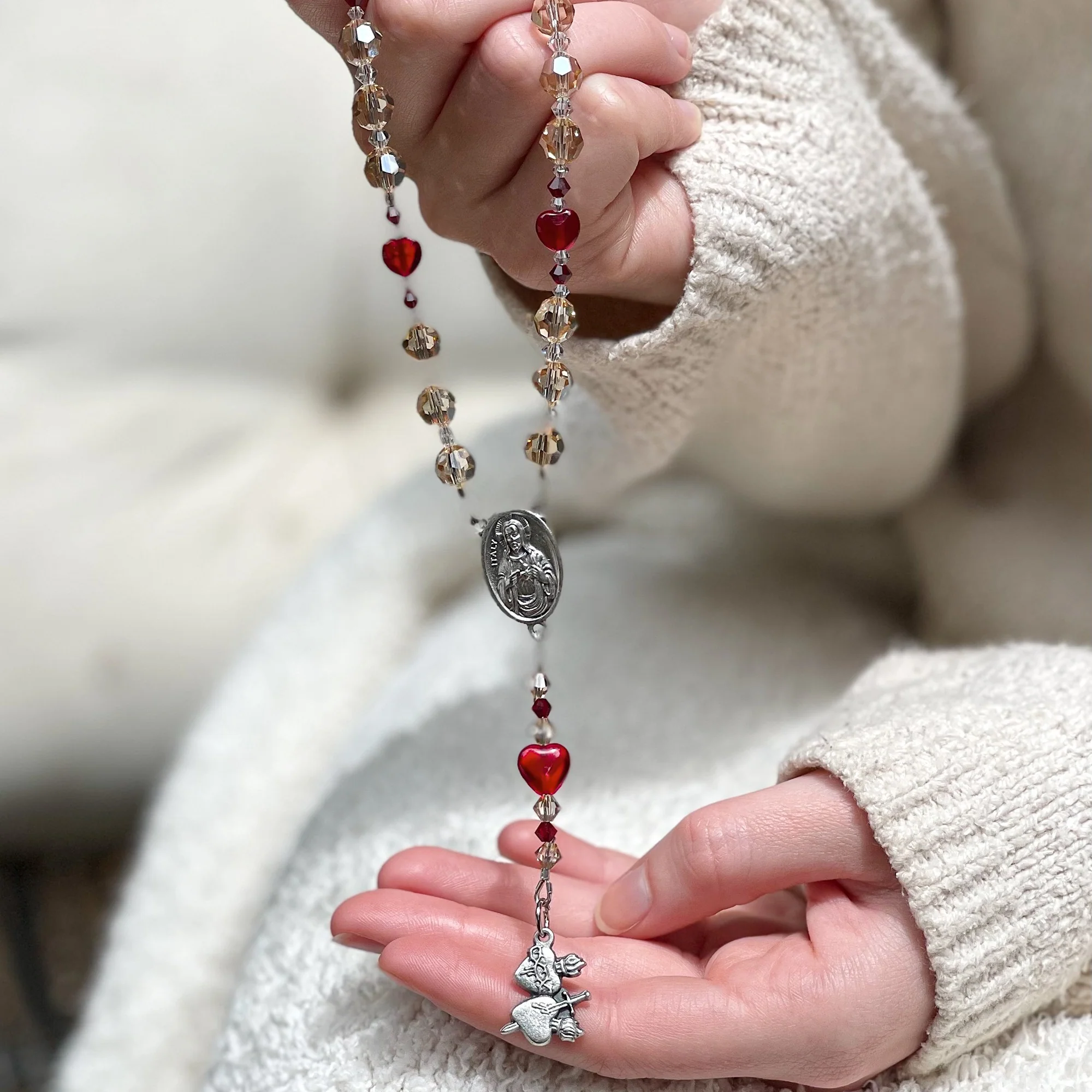 Swarovski Crystal Sacred & Immaculate Heart Chaplet - Image 5