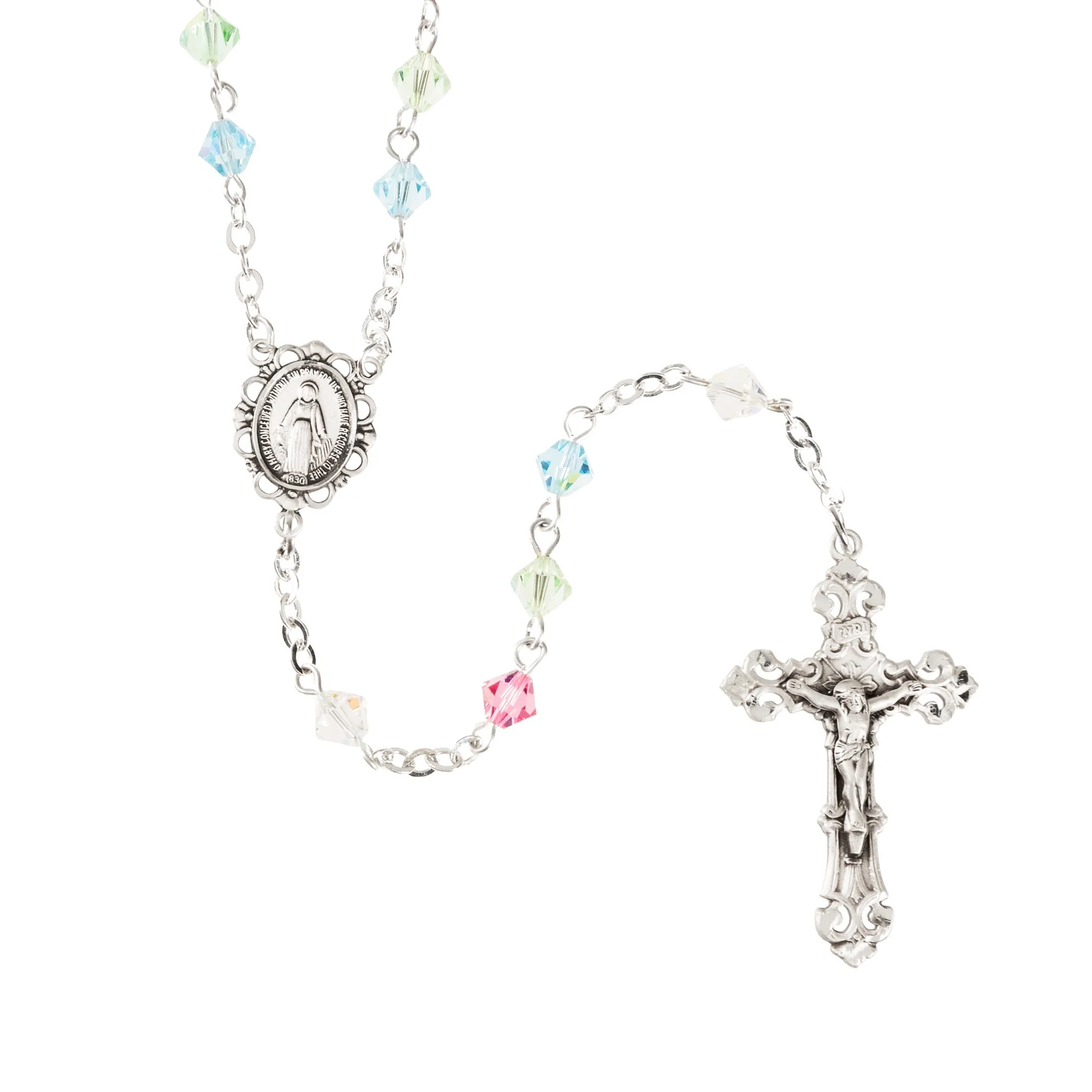 Swarovski Multicolored Pastel Sterling Rosary - Image 2