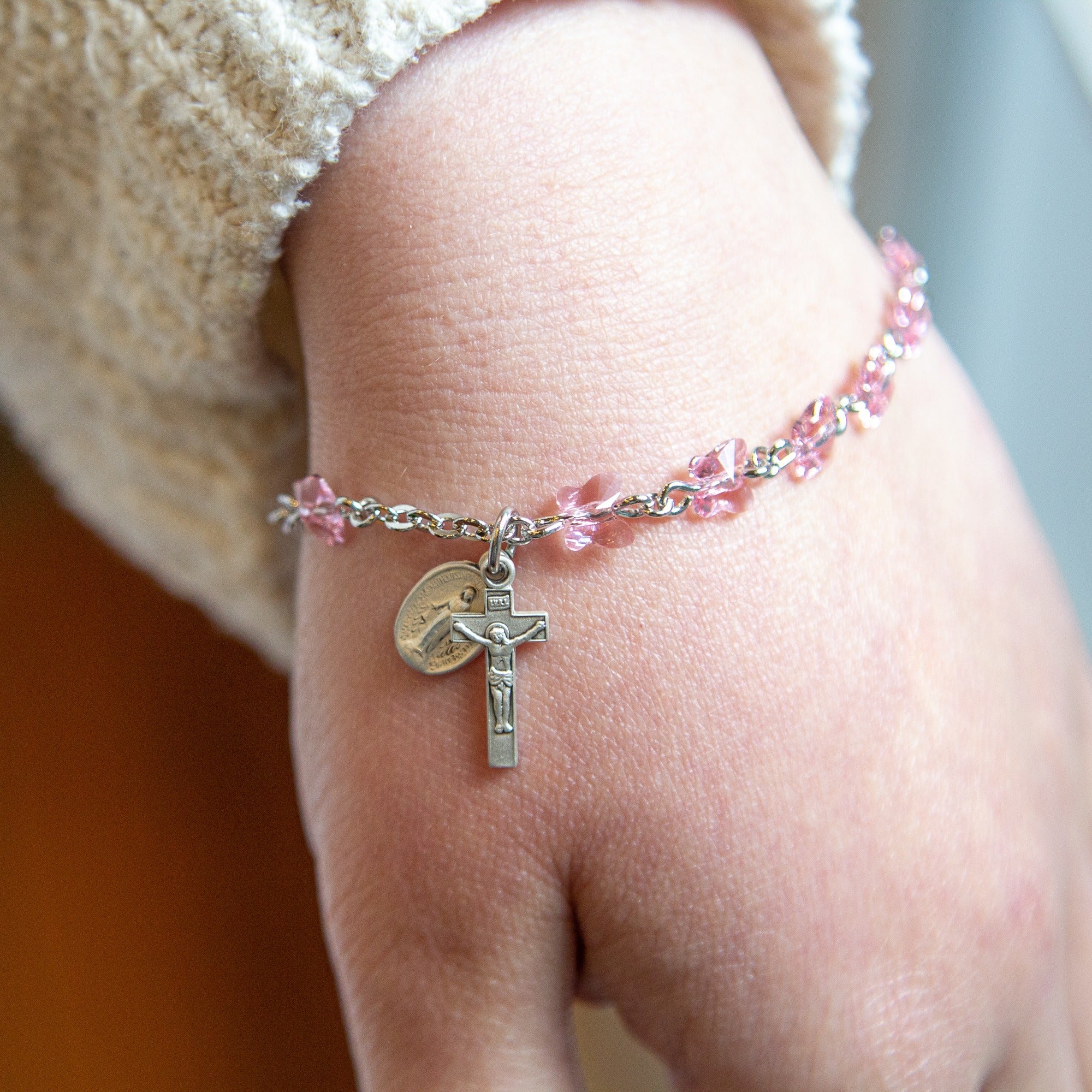 Swarovski Rose Butterfly Rosary Bracelet - Image 3