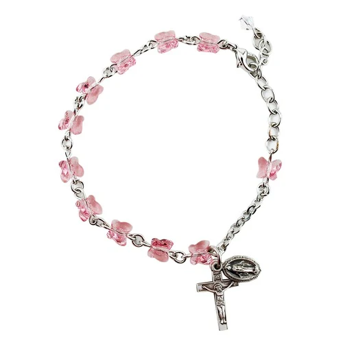 Swarovski Rose Butterfly Rosary Bracelet - Image 4