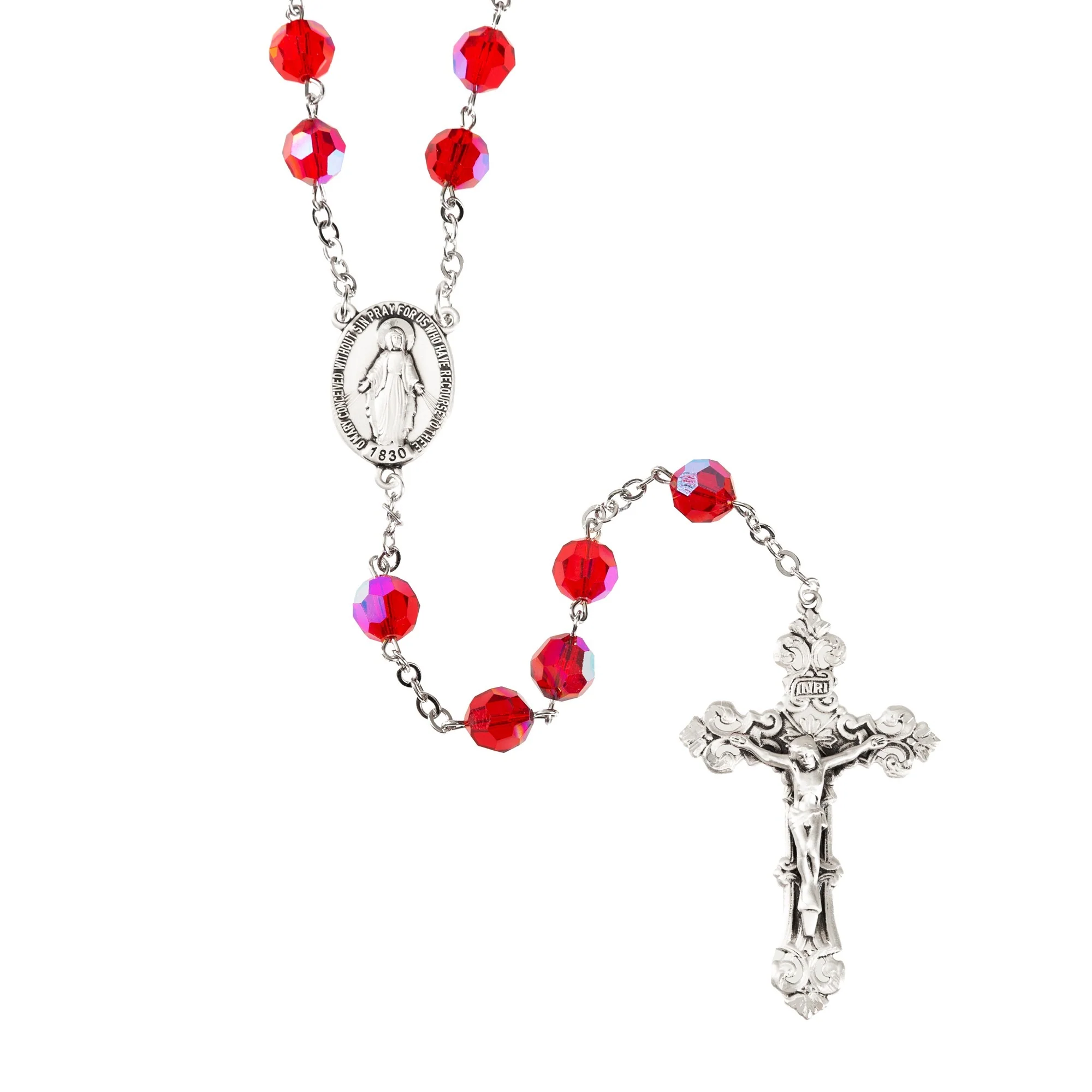 Swarovski Ruby Crystal and Sterling Rosary - Image 2