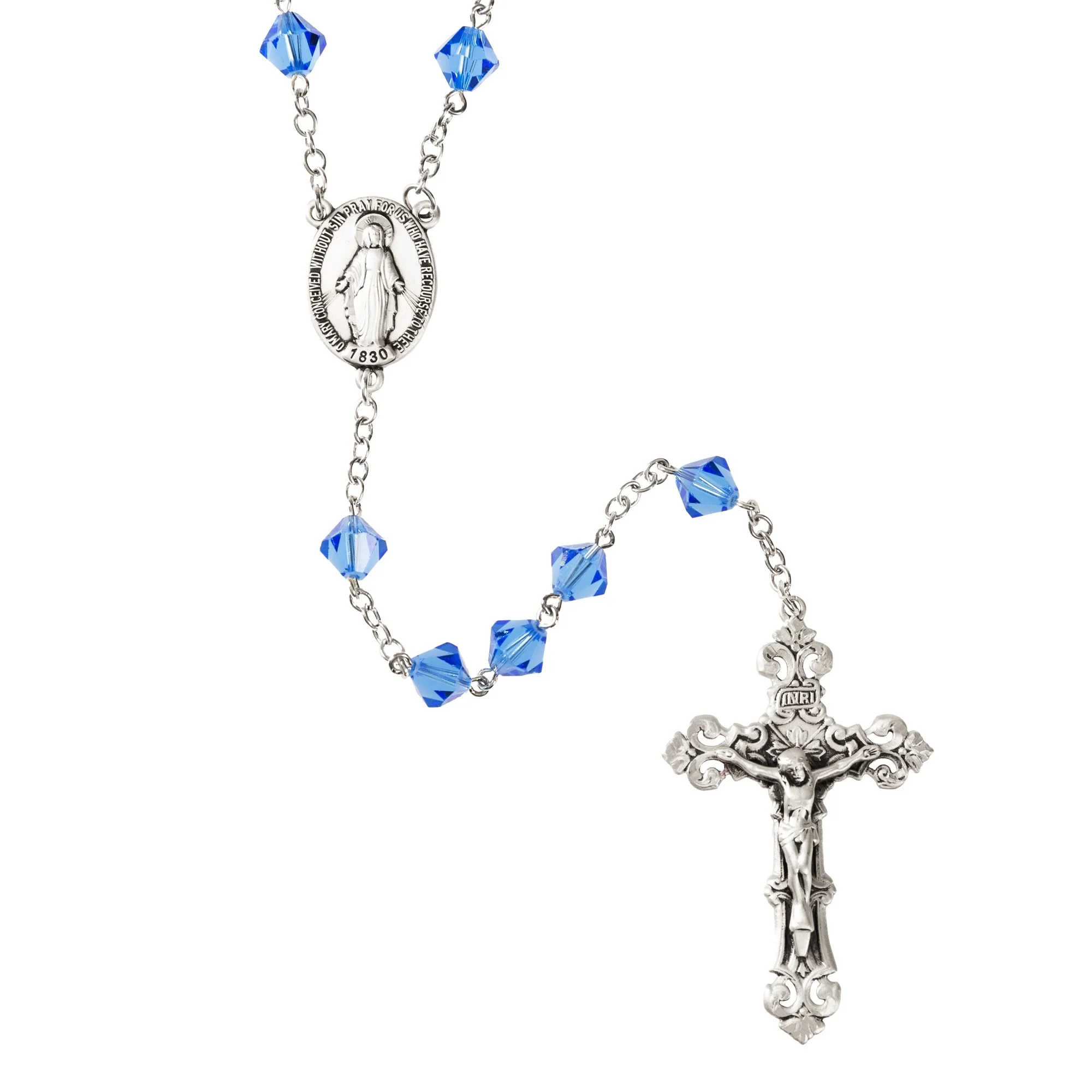 Swarovski Sapphire Rondelle and Sterling Rosary - Image 2
