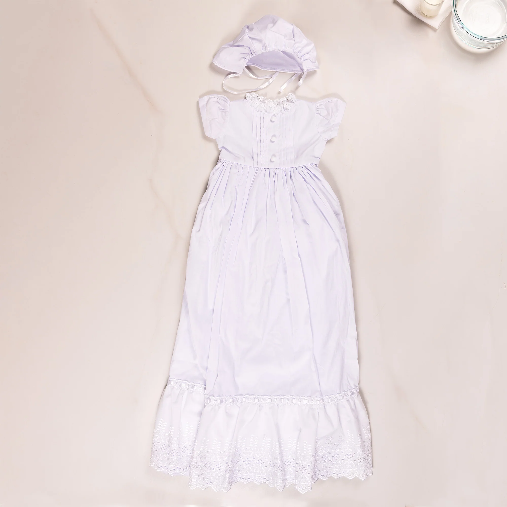 Tailored Ribbing Heirloom Handsewn Baptismal Gown Set - Multiple Sizes - Image 2