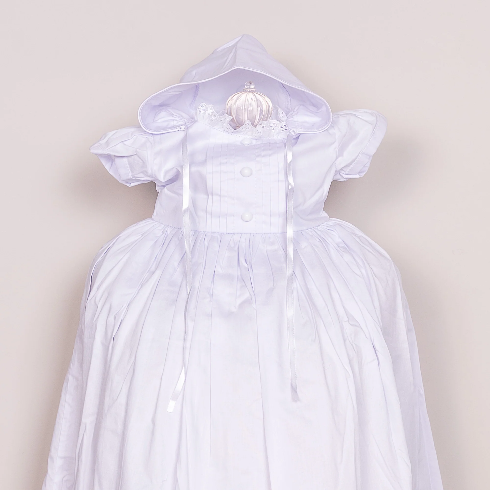 Tailored Ribbing Heirloom Handsewn Baptismal Gown Set - Multiple Sizes - Image 3