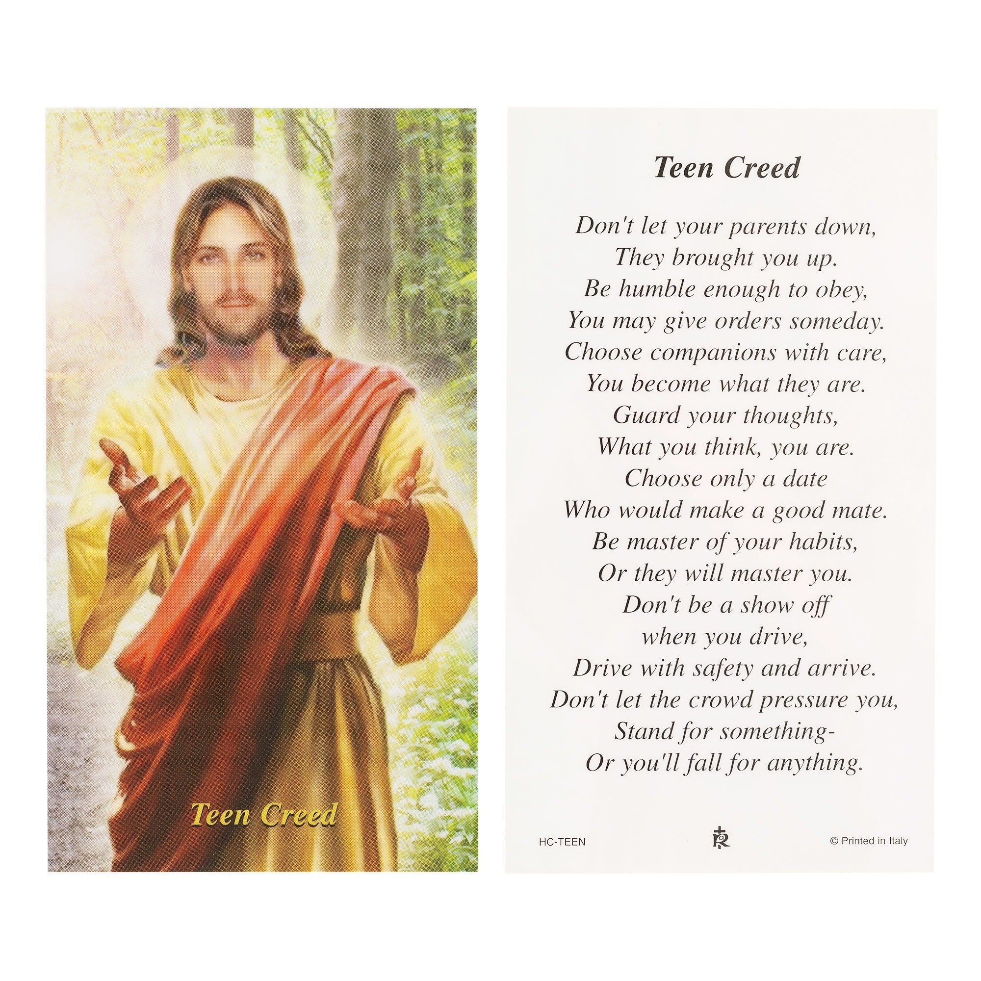 Teen Creed Prayer Laminated Holy Card