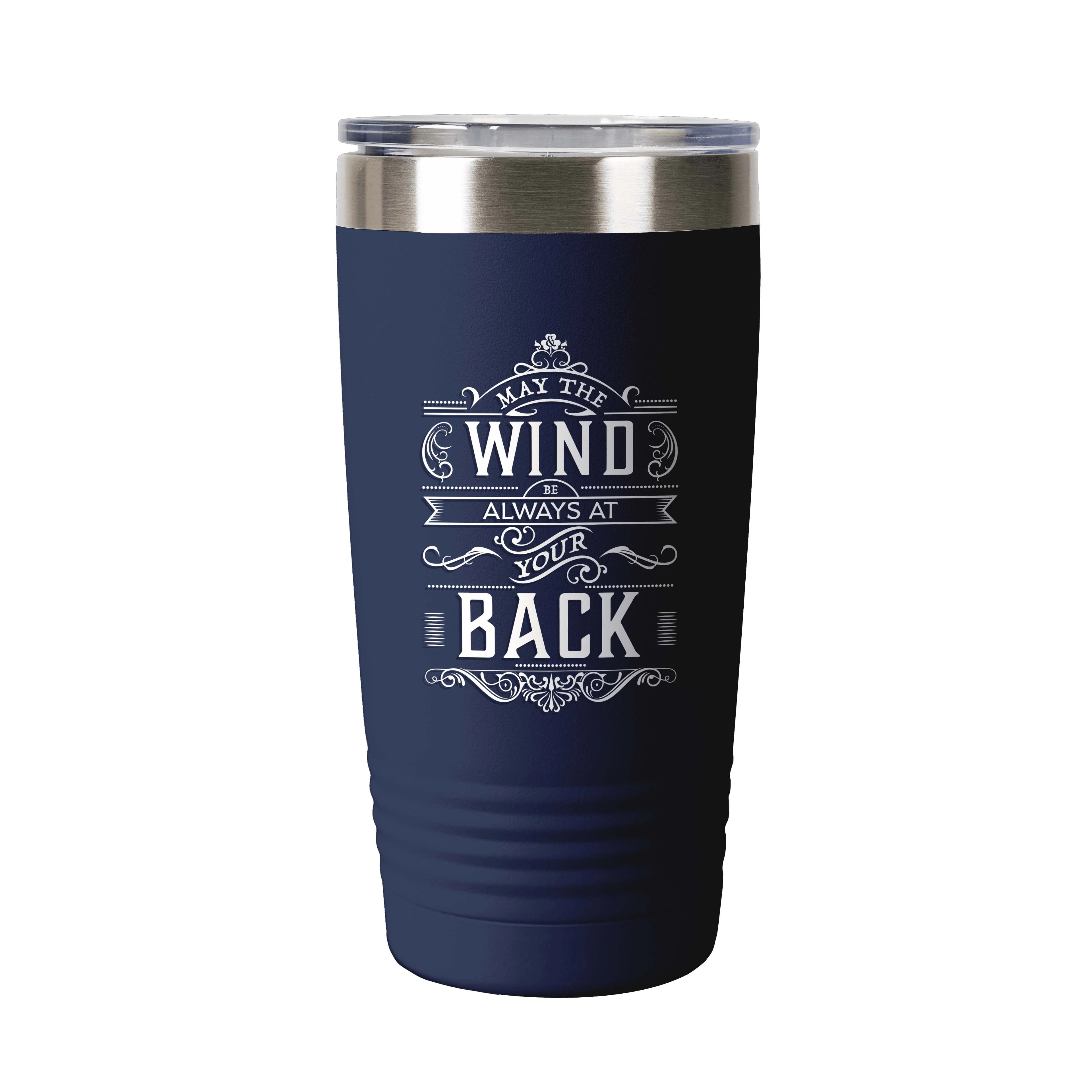 Thank God For Coffee Wind At Your Back Blue Tumbler